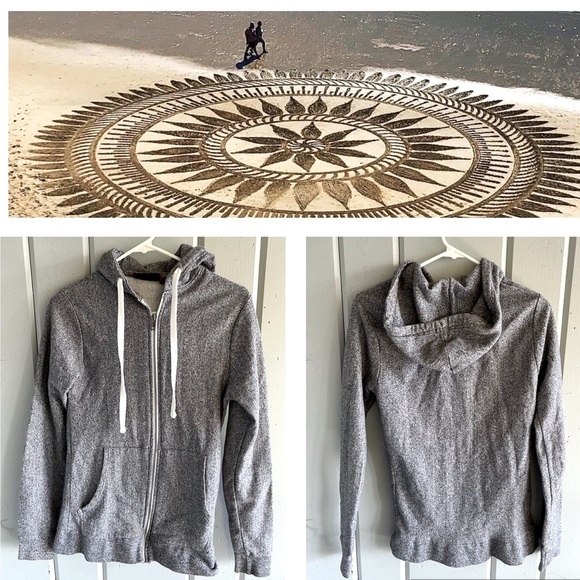 Gray/ White Full Zip Hoodie Sweatshirt Jacket - Picture 5 of 5